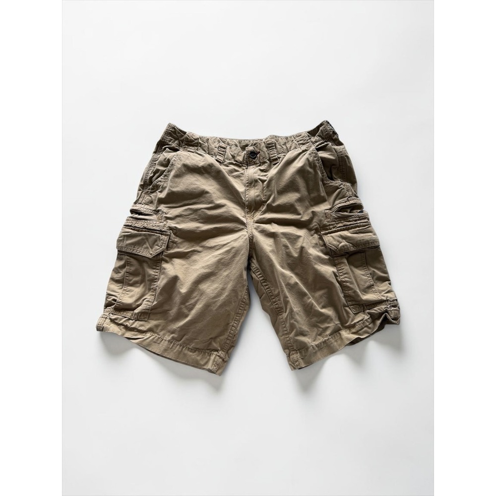 Bullhead Denim Co Mens Skinny Cargo Shorts Tan Khaki Size 34 Utility Pockets